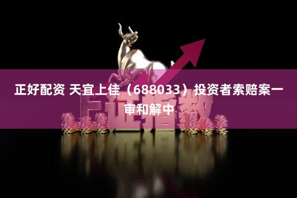 正好配资 天宜上佳（688033）投资者索赔案一审和解中