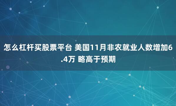 怎么杠杆买股票平台 美国11月非农就业人数增加6.4万 略高于预期